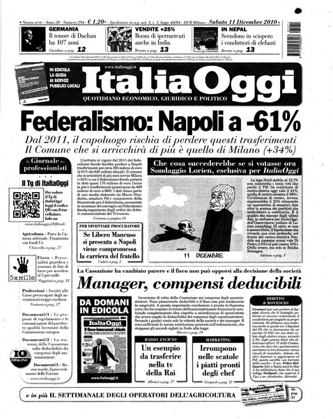 Italia oggi : quotidiano di economia finanza e politica